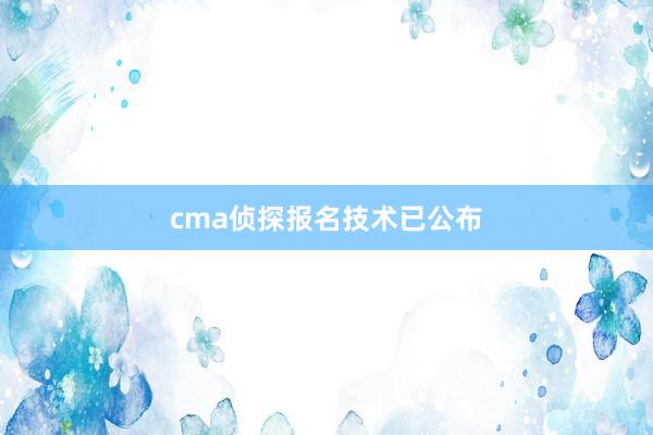 cma侦探报名技术已公布